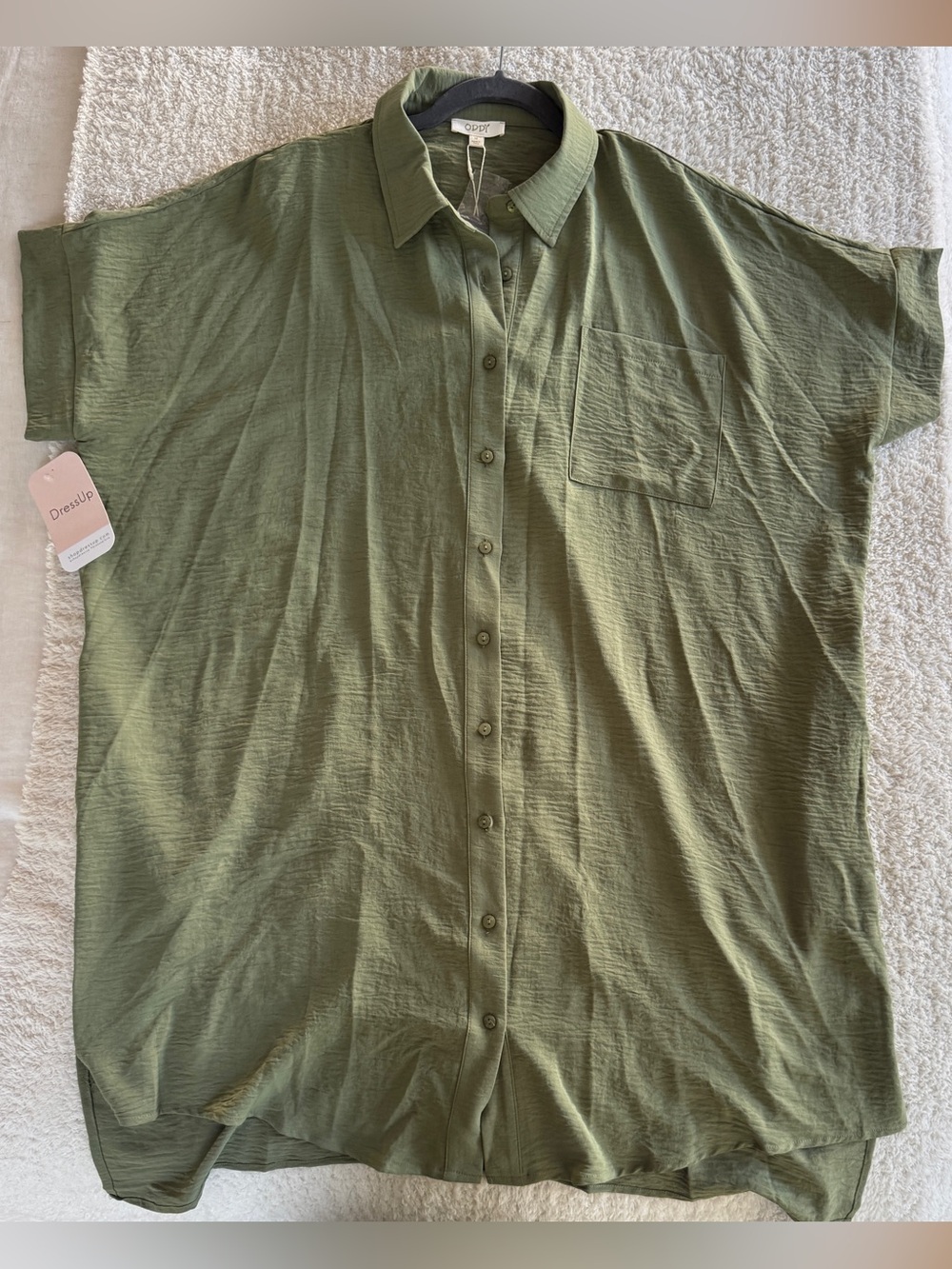ODDY Olive Green Maxi Button-Down Shirt Dress Size M - NWT - Picture 6 of 8